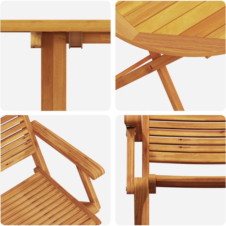 3-delars Vikbart Bistro Set i Massivt Akaciaträ vidaXL Medium – bild 11