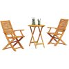 3-delars Vikbart Bistro Set i Massivt Akaciaträ vidaXL Medium – miniatyr 3
