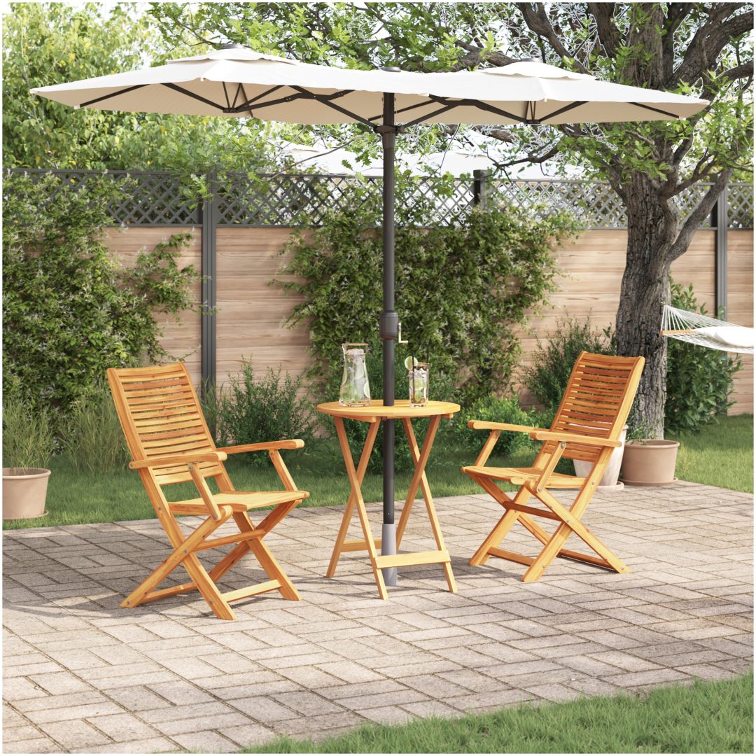 3-delars Vikbart Bistro Set i Massivt Akaciaträ vidaXL Medium
