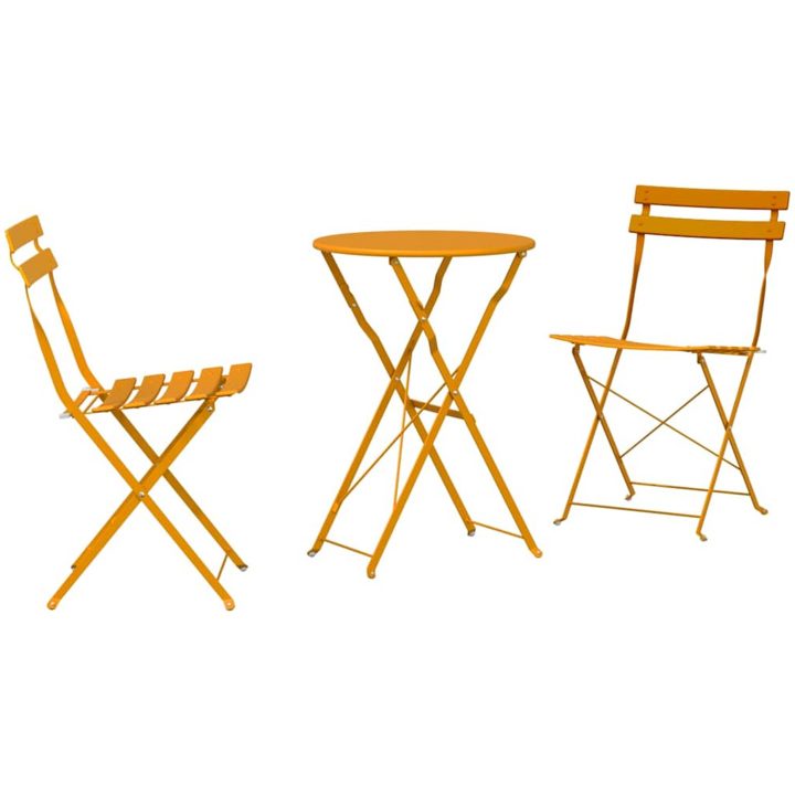 3-delars Vikbart Bistro Set Senapsgul Stål vidaXL 50 x 50 x 71 cm – bild 2