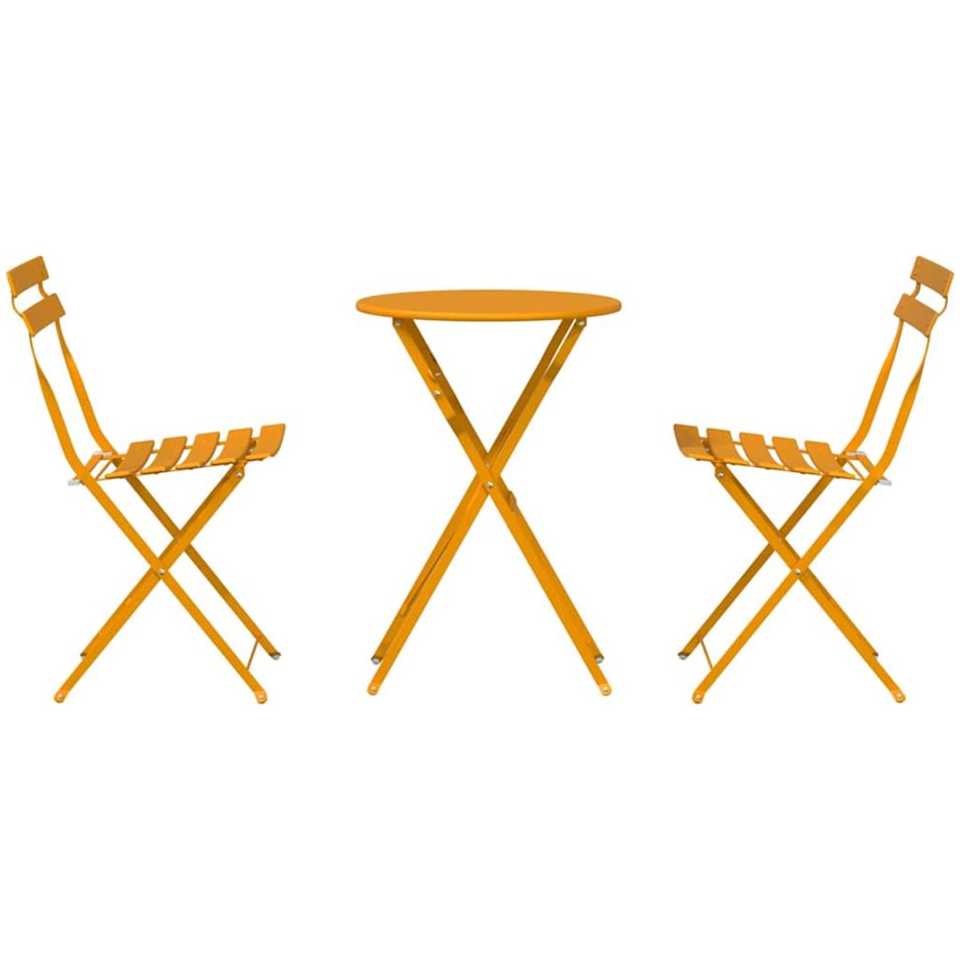 3-delars Vikbart Bistro Set Senapsgul Stål vidaXL 50 x 50 x 71 cm – bild 7