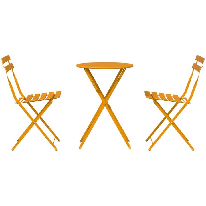 3-delars Vikbart Bistro Set Senapsgul Stål vidaXL 50 x 50 x 71 cm – bild 7