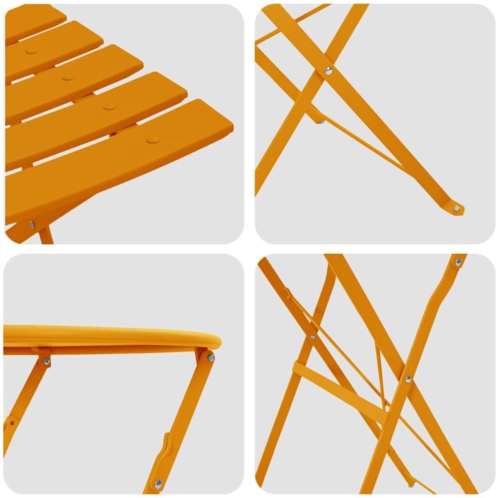 3-delars Vikbart Bistro Set Senapsgul Stål vidaXL 50 x 50 x 71 cm – bild 8