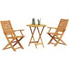 3-delars vikbart bistroset i massivt akaciaträ vidaXL Bord, 70x70x75 cm, stol, 57x66x95 cm – miniatyr 3