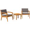 3-delat Bistro Set med Kuddar, Gjort av Massivt Akaciaträ vidaXL Stol, 59.5 x 70.5 x 72.5 cm, bord, 45 x 45 x 38 cm – miniatyr 2