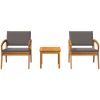 3-delat Bistro Set med Kuddar, Gjort av Massivt Akaciaträ vidaXL Stol, 59.5 x 70.5 x 72.5 cm, bord, 45 x 45 x 38 cm – miniatyr 7