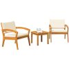 3-delat Bistro Set med Kuddar - Tillverkat av Massivt Akaciaträ vidaXL Stol, 59.5 x 70.5 x 72.5 cm, bord, 45 x 45 x 38 cm – miniatyr 3