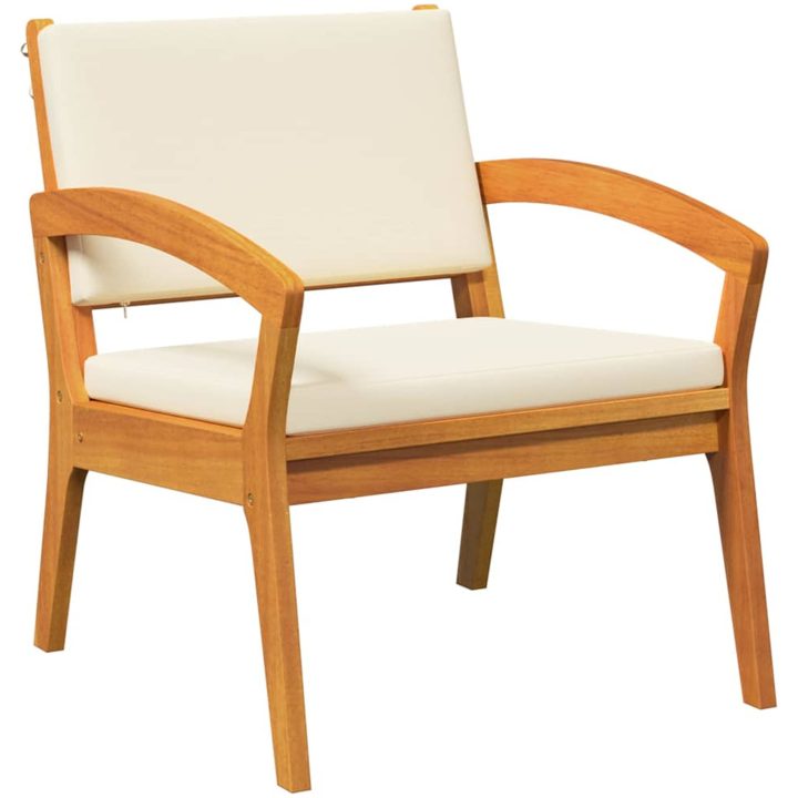 3-delat Bistro Set med Kuddar - Tillverkat av Massivt Akaciaträ vidaXL Stol, 59.5 x 70.5 x 72.5 cm, bord, 45 x 45 x 38 cm – bild 5