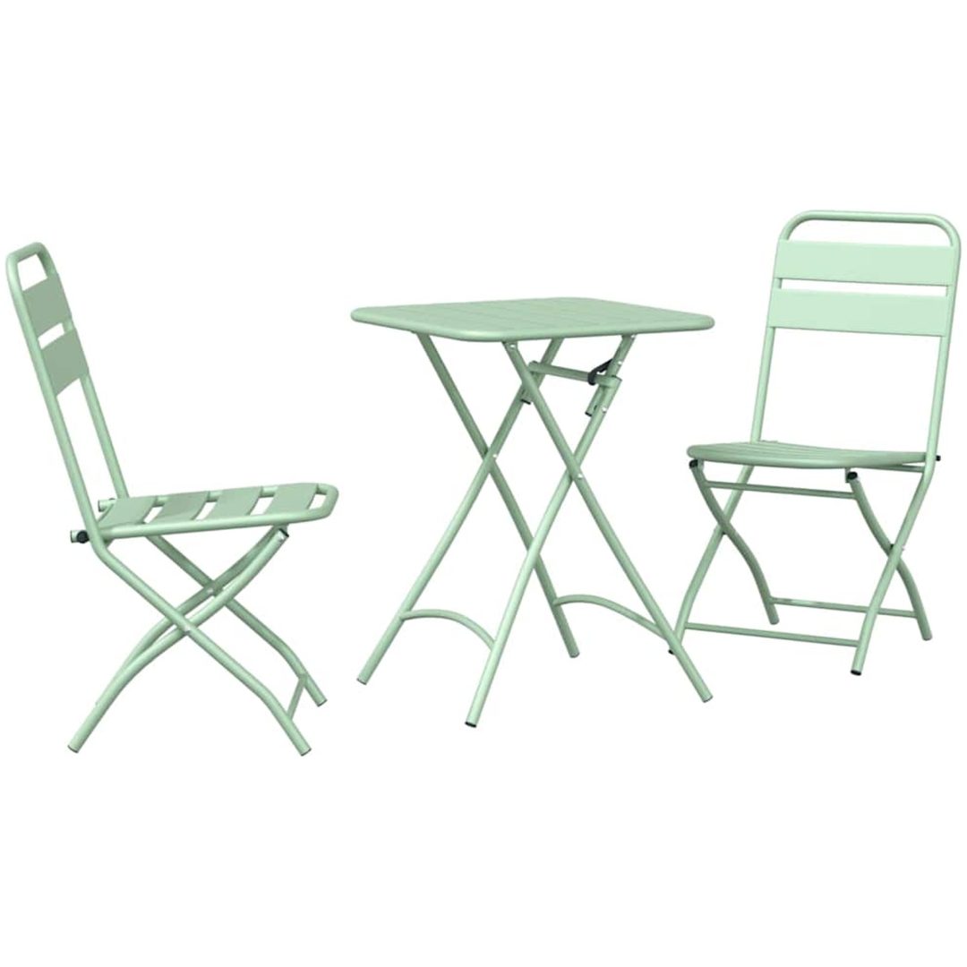 3-delat Fällbart Bistro Set Ljus Mint Stål vidaXL Small – bild 2