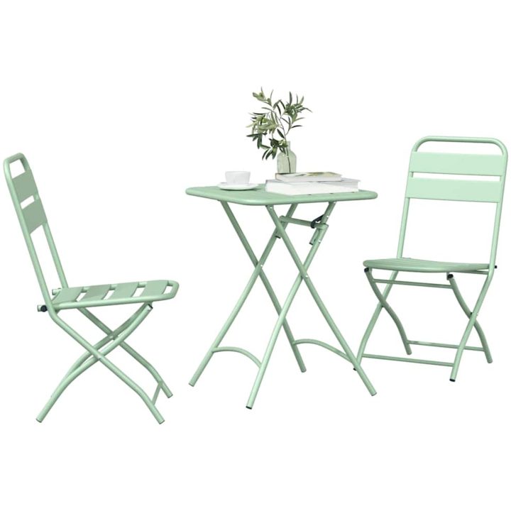 3-delat Fällbart Bistro Set Ljus Mint Stål vidaXL Small – bild 3