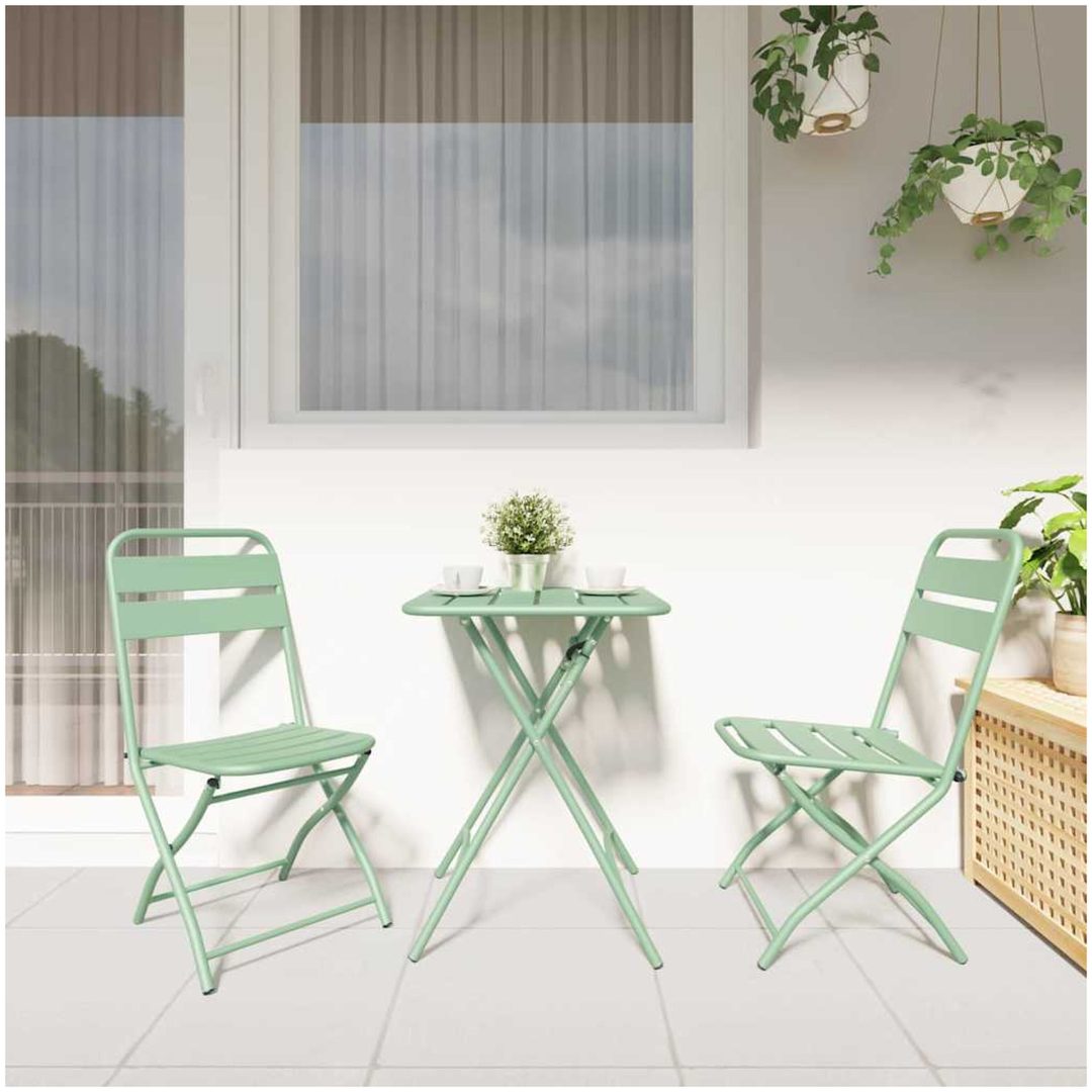 3-delat Fällbart Bistro Set Ljus Mint Stål vidaXL Small – bild 4