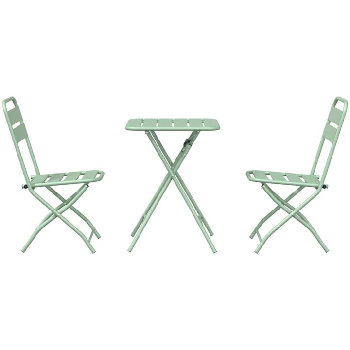 3-delat Fällbart Bistro Set Ljus Mint Stål vidaXL Small – bild 7
