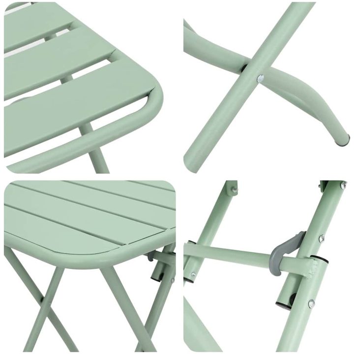 3-delat Fällbart Bistro Set Ljus Mint Stål vidaXL Small – bild 8
