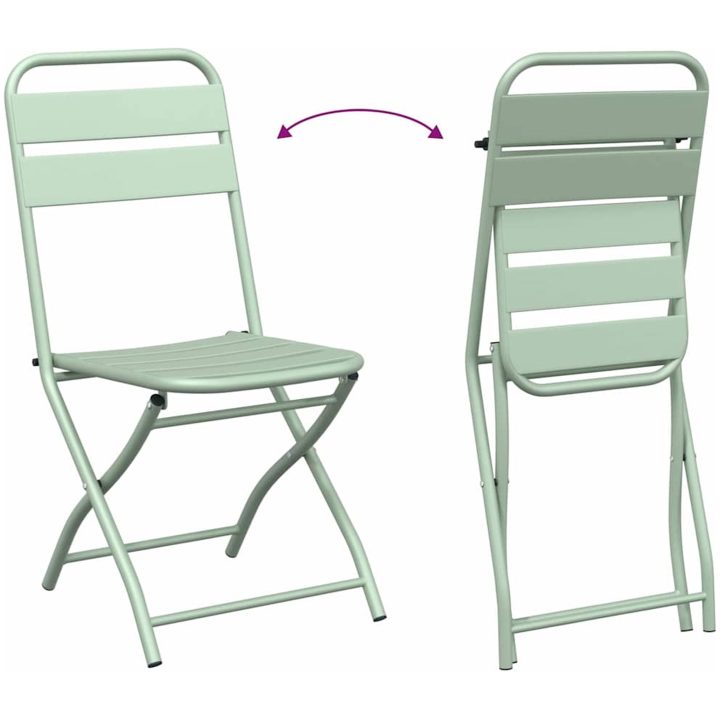 3-delat Fällbart Bistro Set Ljus Mint Stål vidaXL Small – bild 9