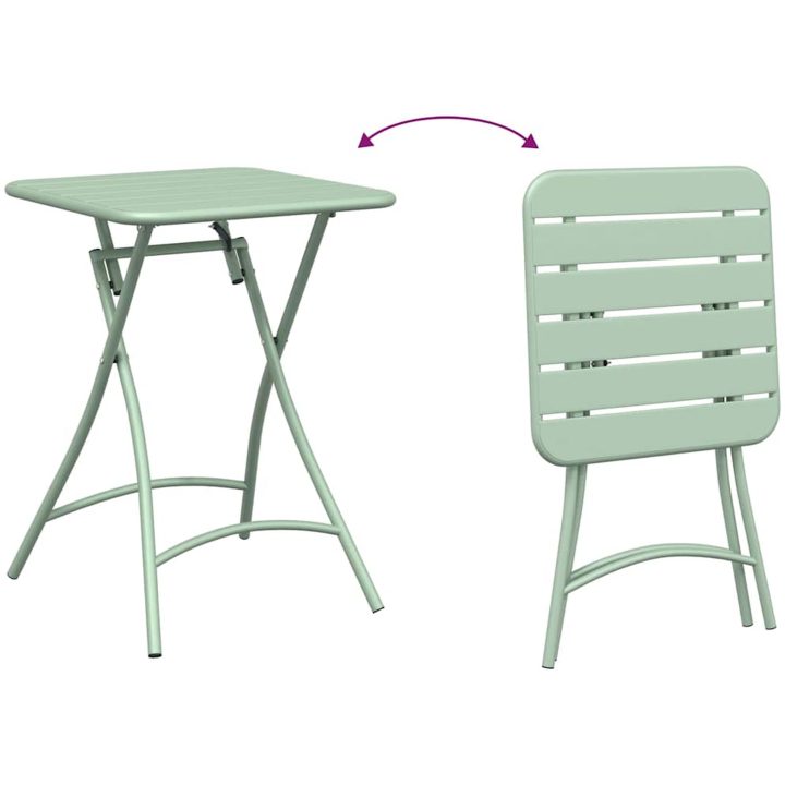 3-delat Fällbart Bistro Set Ljus Mint Stål vidaXL Small – bild 10