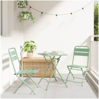 3-delat Fällbart Bistro Set Ljus Mint Stål vidaXL