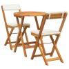 3-delat hopfällbart bistro-set med dynor av massivt akaciaträ vidaXL Liten – miniatyr 2