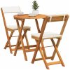 3-delat hopfällbart bistro-set med dynor av massivt akaciaträ vidaXL Liten – miniatyr 3