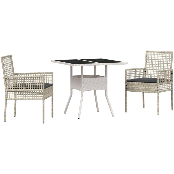 3-delat matbordset för trädgård Ljusgrå Poly Rottning vidaXL 80 x 80 x 75 cm – bild 2