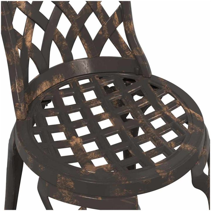 3-delat Trädgårds Bistro Set i Brons Gjutaluminium vidaXL Liten – bild 11