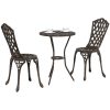 3-delat Trädgårds Bistro Set i Brons Gjutaluminium vidaXL Liten – miniatyr 3