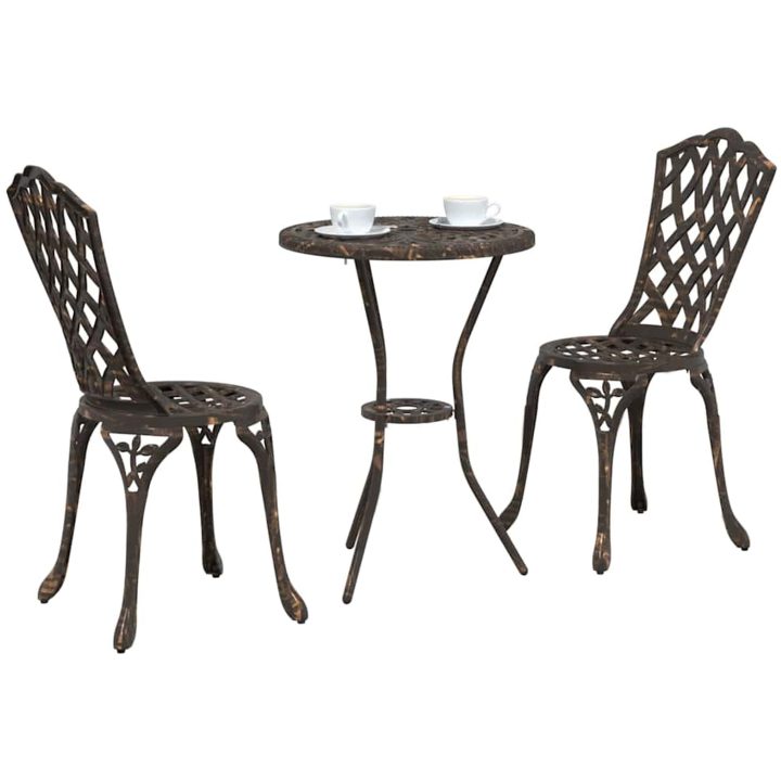 3-delat Trädgårds Bistro Set i Brons Gjutaluminium vidaXL Liten – bild 3
