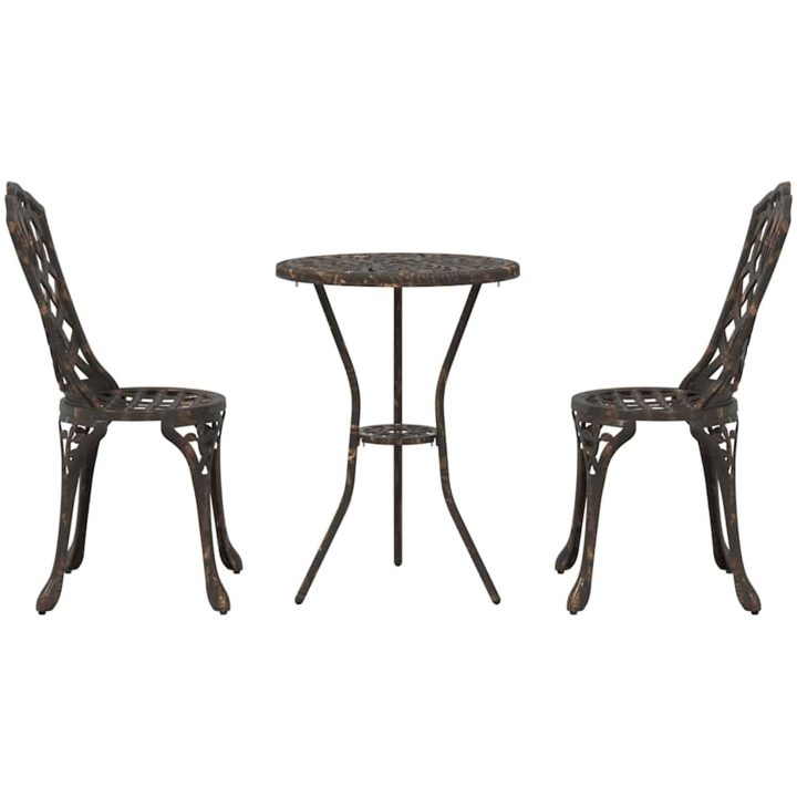 3-delat Trädgårds Bistro Set i Brons Gjutaluminium vidaXL Liten – bild 6
