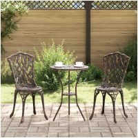 3-delat Trädgårds Bistro Set i Brons Gjutaluminium vidaXL