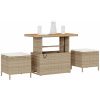 3-delat trädgårds matset med kuddar Beige Polyrotting Akacia vidaXL 90 cm – miniatyr 3