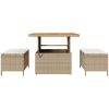 3-delat trädgårds matset med kuddar Beige Polyrotting Akacia vidaXL 90 cm – miniatyr 7