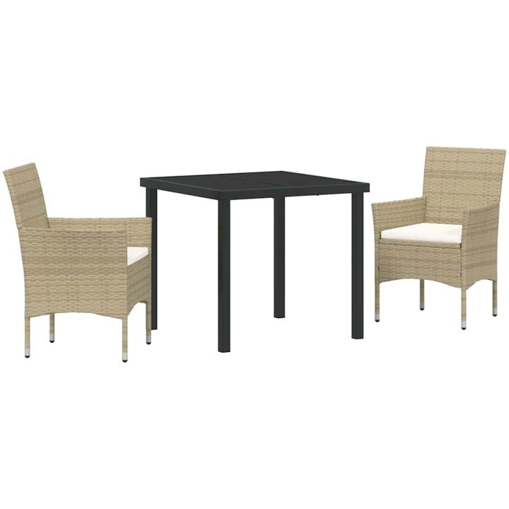 3-delat Trädgårdsdining Set Beige Poly Rattan vidaXL Vanlig – bild 2