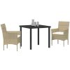 3-delat Trädgårdsdining Set Beige Poly Rattan vidaXL Vanlig – miniatyr 3