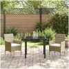 3-delat Trädgårdsdining Set Beige Poly Rattan vidaXL Vanlig – miniatyr 4