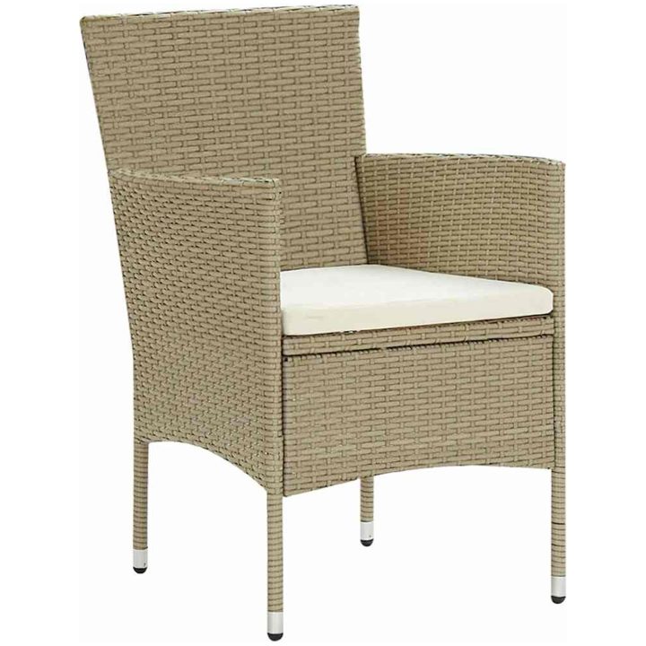 3-delat Trädgårdsdining Set Beige Poly Rattan vidaXL Vanlig – bild 6