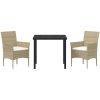 3-delat Trädgårdsdining Set Beige Poly Rattan vidaXL Vanlig – miniatyr 7