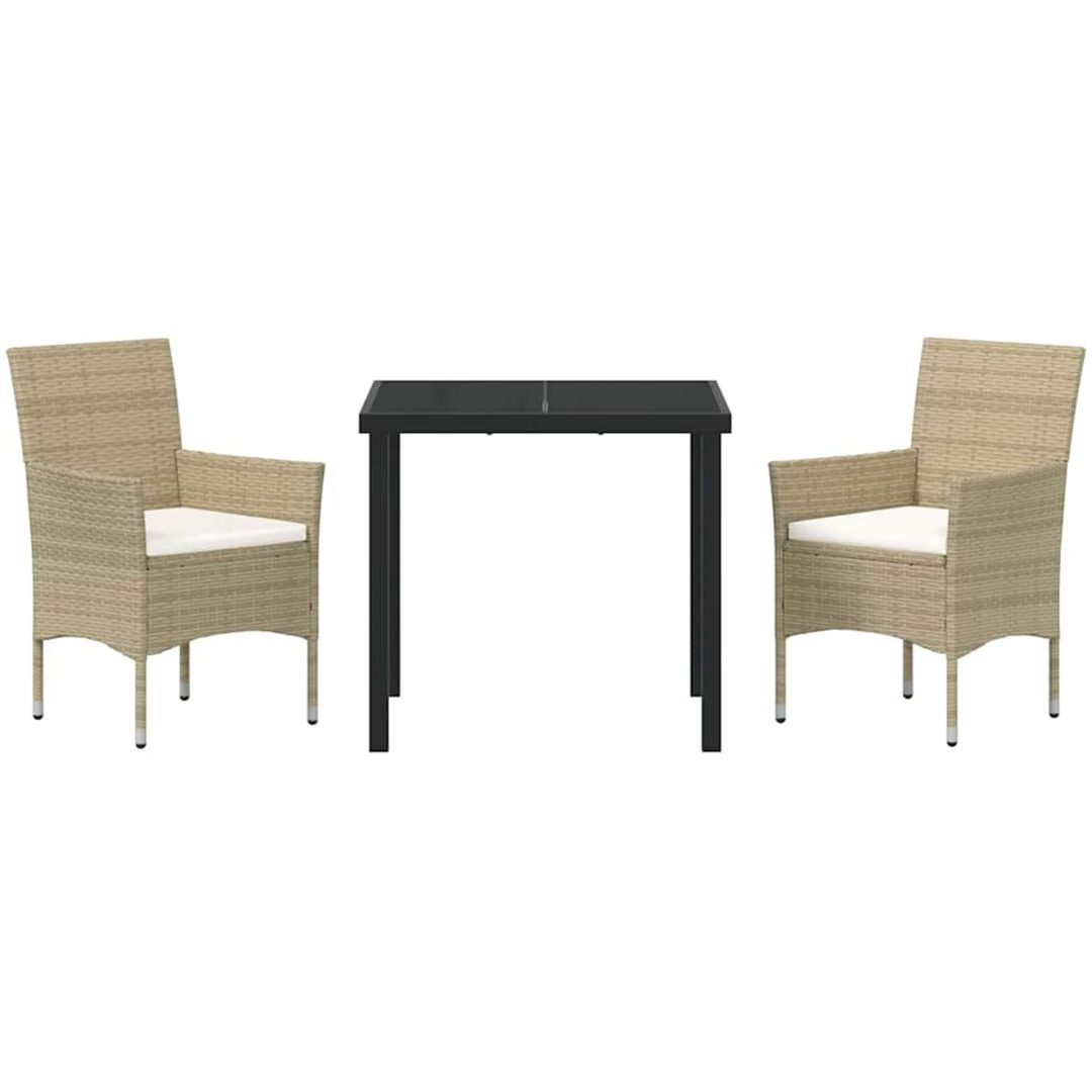 3-delat Trädgårdsdining Set Beige Poly Rattan vidaXL Vanlig – bild 7