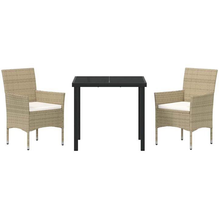 3-delat Trädgårdsdining Set Beige Poly Rattan vidaXL Vanlig – bild 7