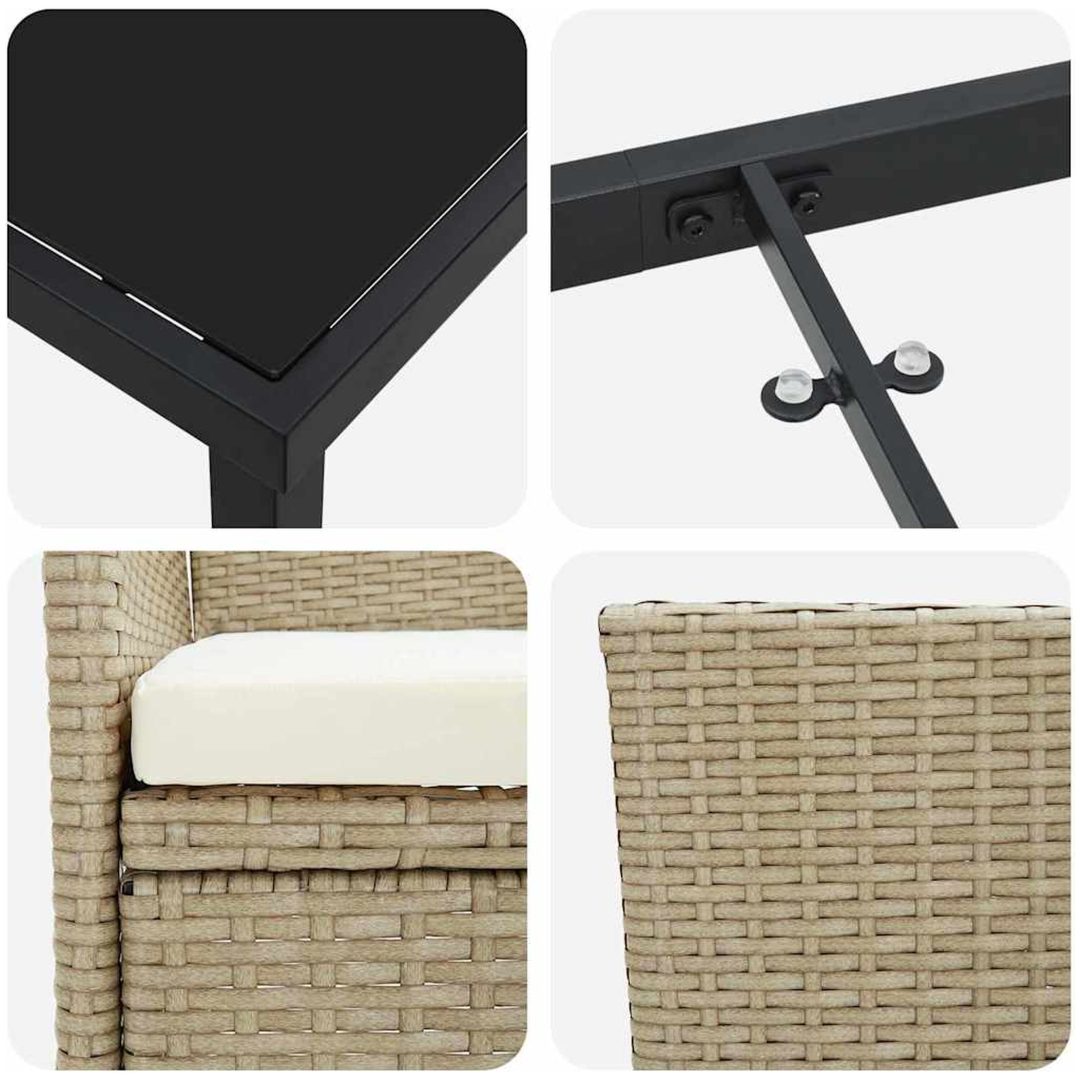 3-delat Trädgårdsdining Set Beige Poly Rattan vidaXL Vanlig – bild 9