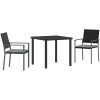 3-delat trädgårdsdining set med kuddar Svart Poly Rattan vidaXL 54x62.5x89 cm – miniatyr 2