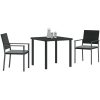 3-delat trädgårdsdining set med kuddar Svart Poly Rattan vidaXL 54x62.5x89 cm – miniatyr 3