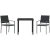 3-delat trädgårdsdining set med kuddar Svart Poly Rattan vidaXL 54x62.5x89 cm – miniatyr 6