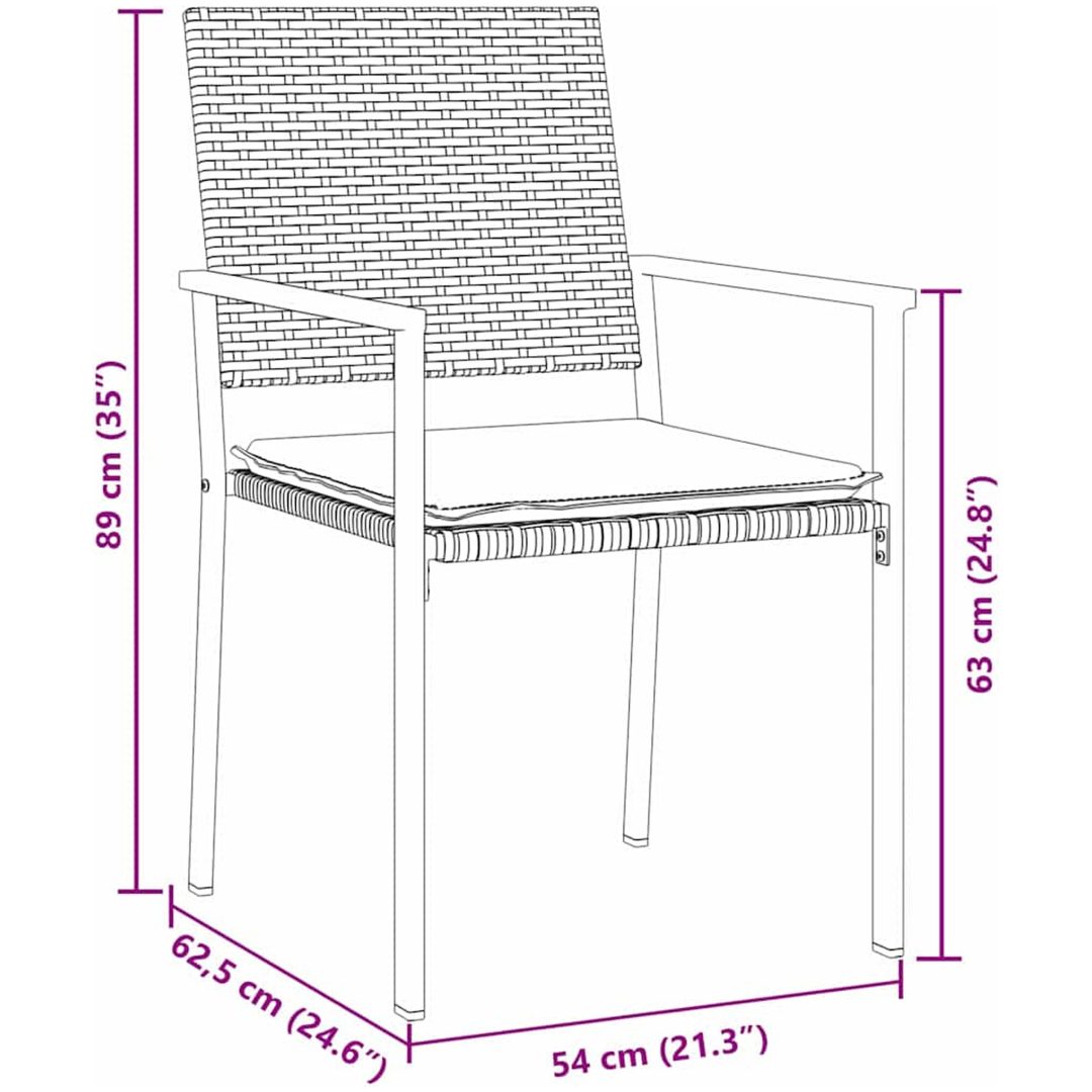 3-delat trädgårdsdining set med kuddar Svart Poly Rattan vidaXL 54x62.5x89 cm – bild 10