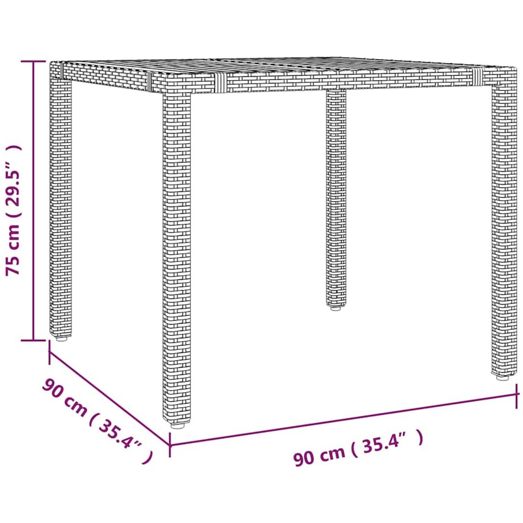 3-delat trädgårdsmatbord grå poly rattan vidaXL Medium – bild 11