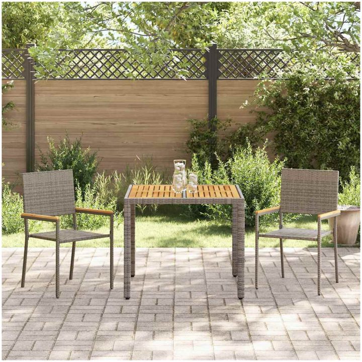 3-delat trädgårdsmatbord grå poly rattan vidaXL Medium – bild 4