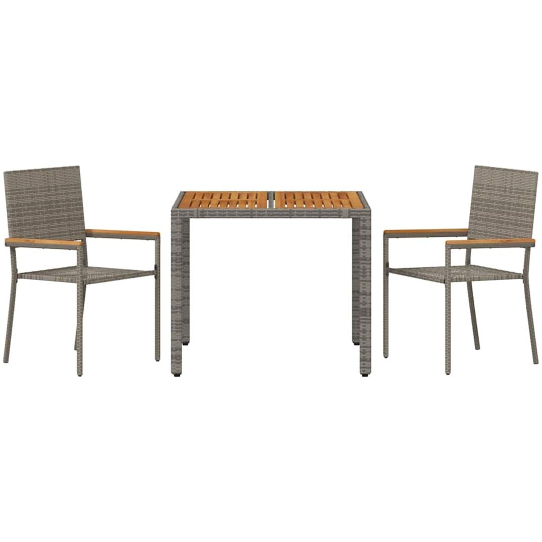 3-delat trädgårdsmatbord grå poly rattan vidaXL Medium – bild 7