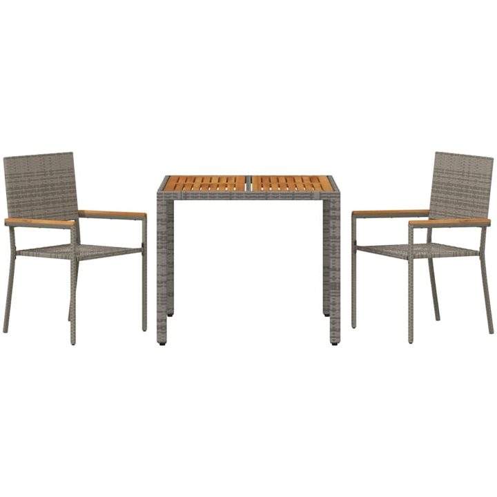 3-delat trädgårdsmatbord grå poly rattan vidaXL Medium – bild 7