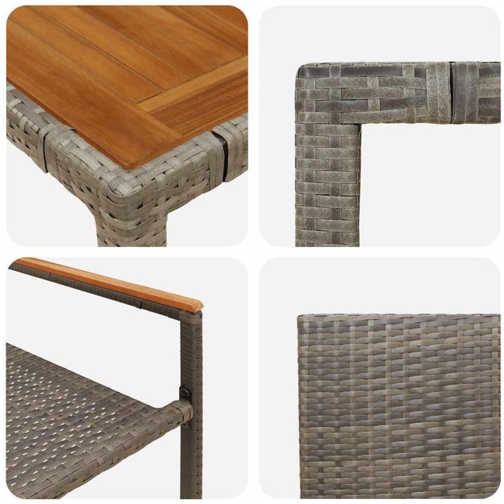 3-delat trädgårdsmatbord grå poly rattan vidaXL Medium – bild 9