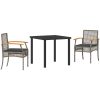 3-delat trädgårdsmatbord set med kuddar grå poly rattan vidaXL 80 x 80 x 73 cm – miniatyr 2