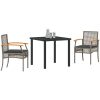 3-delat trädgårdsmatbord set med kuddar grå poly rattan vidaXL 80 x 80 x 73 cm – miniatyr 3