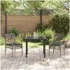 3-delat trädgårdsmatbord set med kuddar grå poly rattan vidaXL 80 x 80 x 73 cm – miniatyr 4